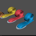 Colorful Tape Dispensers in Yellow Red Blue with White Base on Gray Background Design