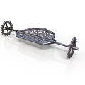 Ornamental Metal Stand With Intricate Carvings And Gear Wheels Design