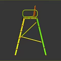 Kids High Chair With Yellow Seat Red Ladder Frame And Gray Armrests Design