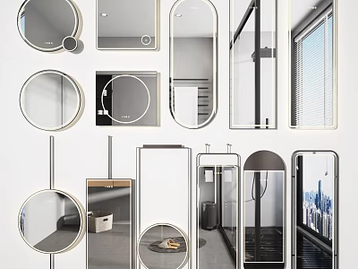 Different Types Of Modern Mirrors With Various Shapes For Home Interior Decor 3d model