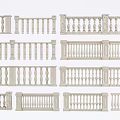 Various Decorative Railings With Different Baluster Styles And Classic Architectural Designs 3d model