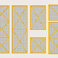 Yellow Framed Wire Mesh Fence Panels With Various Sizes And Patterns Design 3d model