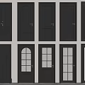 Stylish Black Interior Doors With Various Panel And Glass Designs 3d model