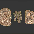 Natural Stone and Wood Decorative Pieces with Rustic Texture and Arrangement