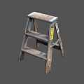 Wooden Step Ladder With Two Steps Sturdy Structure For Home Use