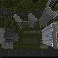 Aerial View Planning of Modern Residential Complex With High Rise Buildings Green Spaces and Roads