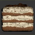 Layered Square Shaped Cake With Cream Layers Chocolate Shavings And Cocoa Powder