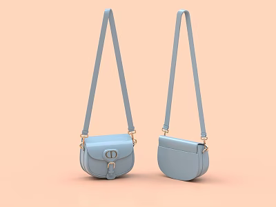 Light Blue Crossbody Bags With Long Straps And Minimalist Design On Peach Background 3d model