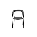 Stylish Modern Black Dining Chair With Armrests Woven Seat And Metal Frame Design