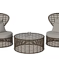 Nordic Casual Sofa Set Rattan Casual Table and Chair Set 3d model