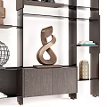 Elegant Modern Shelving Unit with Decorative Books Vases Sculptures and Art Pieces