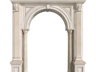 Decorative Classical Arched Architectural Component With Fluted Columns And Ornate Carvings 3d model