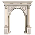 Decorative Classical Arched Architectural Component With Fluted Columns And Ornate Carvings
