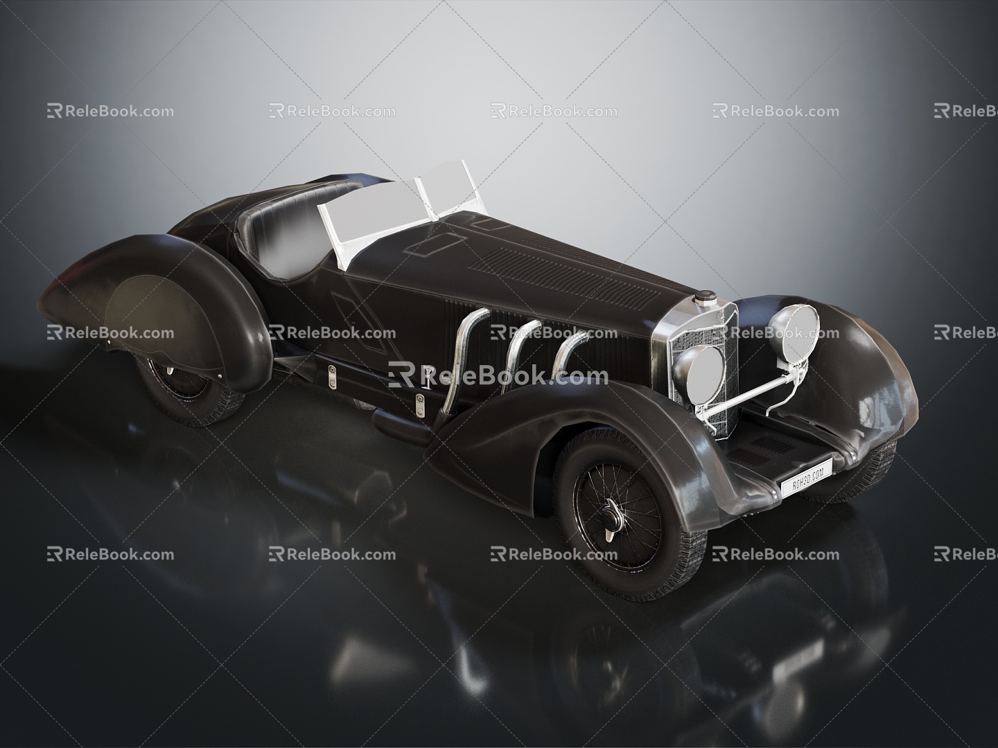 Retro sports car Mercedes Benz sports car classic car old car old car 3d model