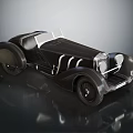 Classic Black Vintage Roadster With Streamlined Body Chrome Details And Retro Headlights