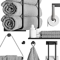 Modern Bathroom Cabinet Rack With Shelves Hooks Stacked And Hanging Towels