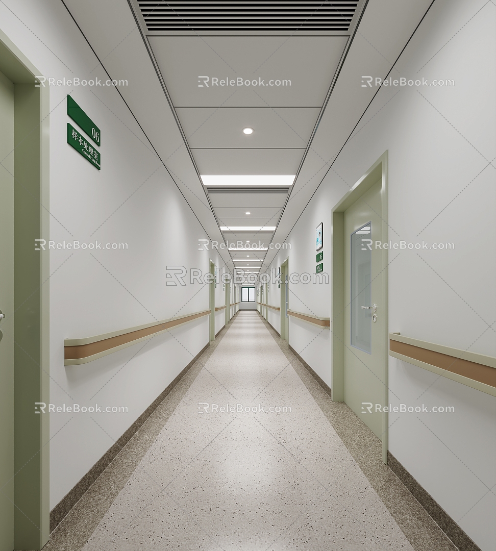 modern corridor hospital walkway 3d model