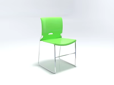 Bright Green Leisure Chair with Sleek Surface and Silver Metal Legs Modern Minimalist Design 3d model