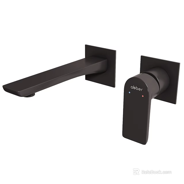 Modern Black Wall Mounted Faucet With Sleek Design And Single Control Knob 3d model