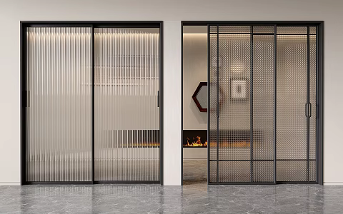 Modern sliding door glass sliding door sliding door kitchen balcony 3d model