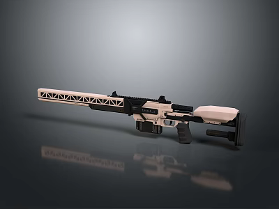 Modern Tactical Rifle With Beige And Black Design Long Barrel Scope And Ergonomic Stock 3d model