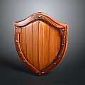 Classic Solid Wooden Shield With Ornate Metal Rivets And Polished Surface