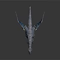 Detailed 3D Mythical Dragon Model with Silver Body Blue Wings and Horned Head
