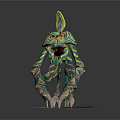 Colorful 3D Fantasy Creature Model With Intricate Design Multiple Limbs And Rocky Base