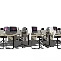 Modern Office Workspace With Multiple Desks Computers And Ergonomic Chairs 3d model
