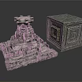 Intricate Stone Sculptures With Multi Layered Tower And Cubic Carving Details