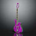Shiny Purple Electric Guitar with Glossy Body and Metallic Strings Design