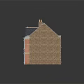 Cartoon House Scene With Red Brick Walls Black Roof White Window Frames And Small Porch