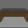 Modern Coffee Table With Marble Top Wooden Frame And Drawer Storage 3d model