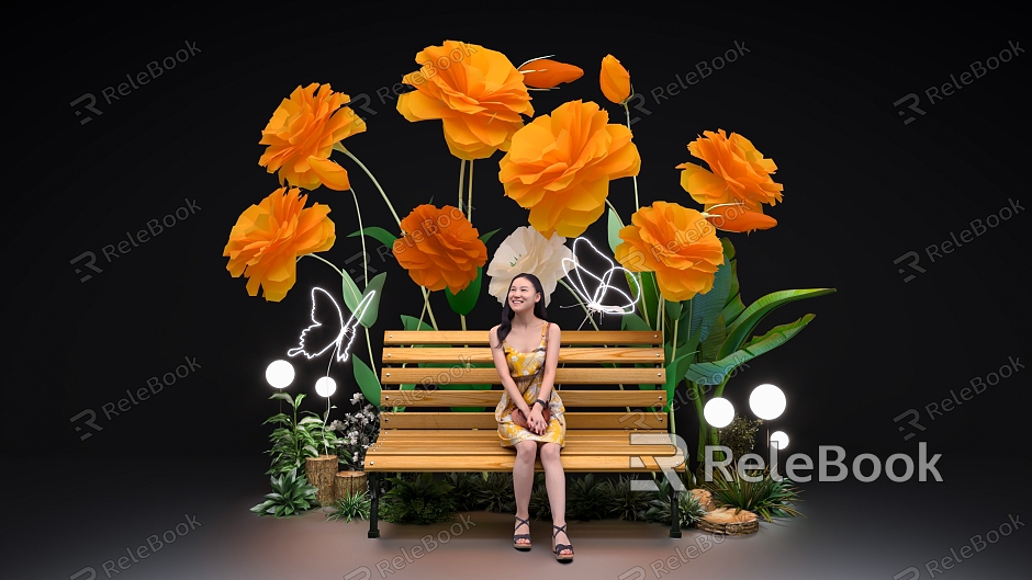 Paper flower punch card beauty Chen flower art beauty Chen green plant beauty Chen arrangement punch card photo DP point huge flower festival flower art beauty Chen drainage device model