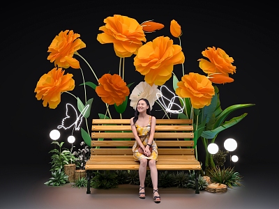 Paper flower punch card beauty Chen flower art beauty Chen green plant beauty Chen arrangement punch card photo DP point huge flower festival flower art beauty Chen drainage device model