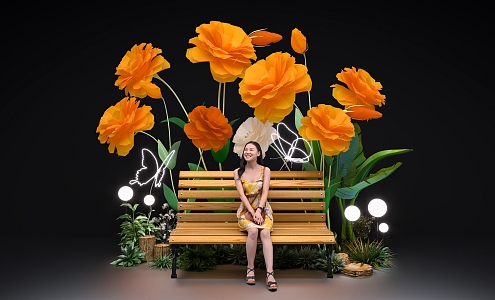 Paper flower punch card beauty Chen flower art beauty Chen green plant beauty Chen arrangement punch card photo DP point huge flower festival flower art beauty Chen drainage device 3d model