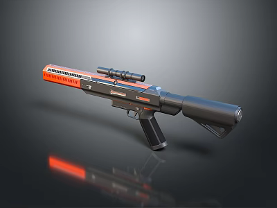 Modern Orange And Black Sniper Rifle With Scope And Tactical Design 3d model
