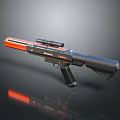 Modern Orange And Black Sniper Rifle With Scope And Tactical Design