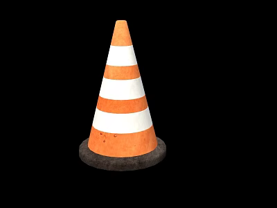 Orange And White Striped Traffic Cone Conical Structure Public Road Safety Facility For Construction Areas 3d model