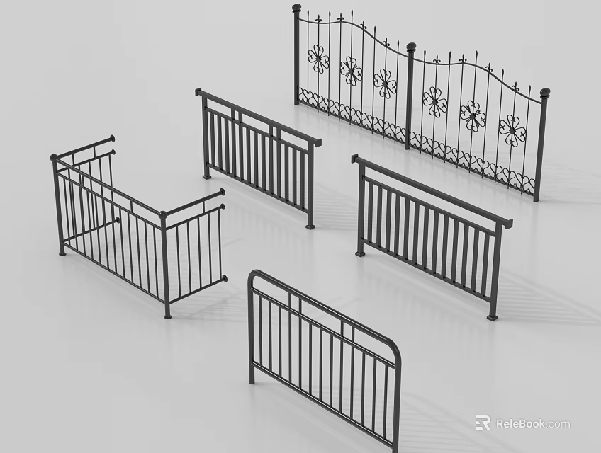 Various Designs of Wrought Iron Railings for Home and Garden Decoration 3d model 