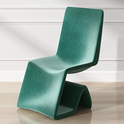 Green Modern Single Chair With Curved Leather Design And Sleek Ergonomic Shape 3d model
