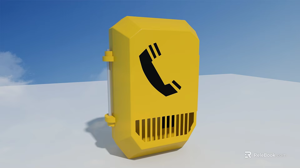 Industrial Emergency Phone Device With Yellow Protective Enclosure And Ventilation Slots 3d model 