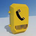 Industrial Emergency Phone Device With Yellow Protective Enclosure And Ventilation Slots