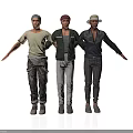 Three Men Standing Together With Different Casual Outfits And Arms Outstretched