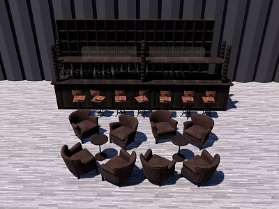 Jane European Single Sofa Bar Chair 3d model