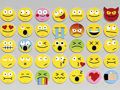Vibrant Emoji Themed Decorative Ornament Set With Diverse Expressions For Home Decor 3d model