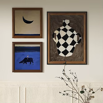 Modern French Retro Abstract Light Luxury Simple Middle Ancient Decorative Painting 3d model