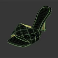 Black Quilted High Heel Sandals with Square Toe and Slim Heel Design
