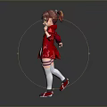 Game And Movie Character 3D With Reddish Brown Hair Red Coat White Outfit Leg Straps