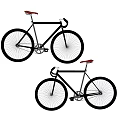 Two Stylish Black Bicycles With Red Seats And Modern Design